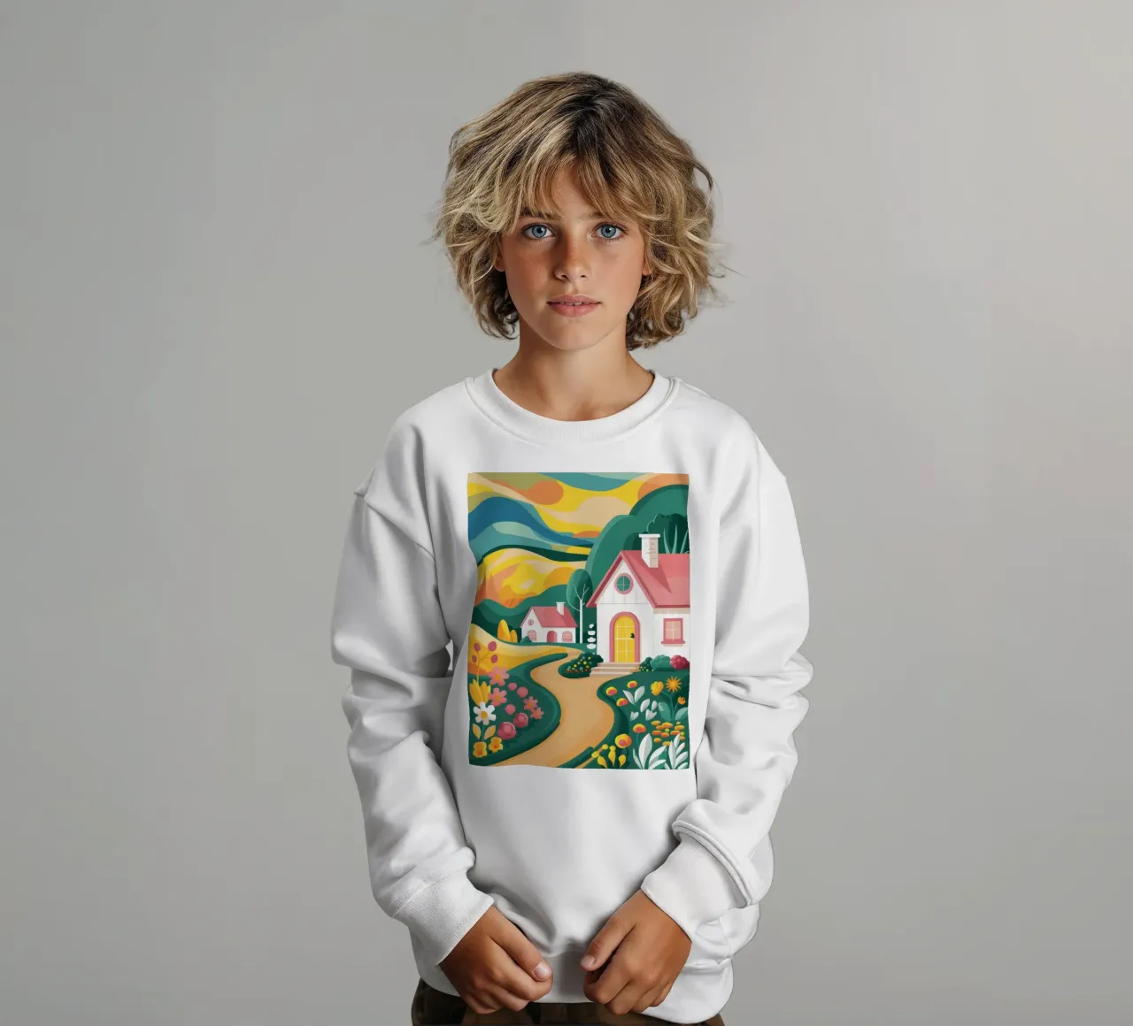 Cottage Path Dream kids sweatshirt by Aurora Muse