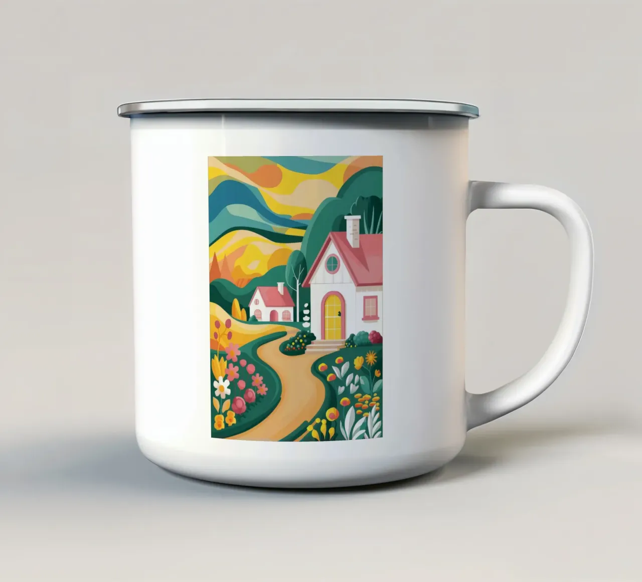 Droom Cottage Path emaille mok van Aurora Muse
