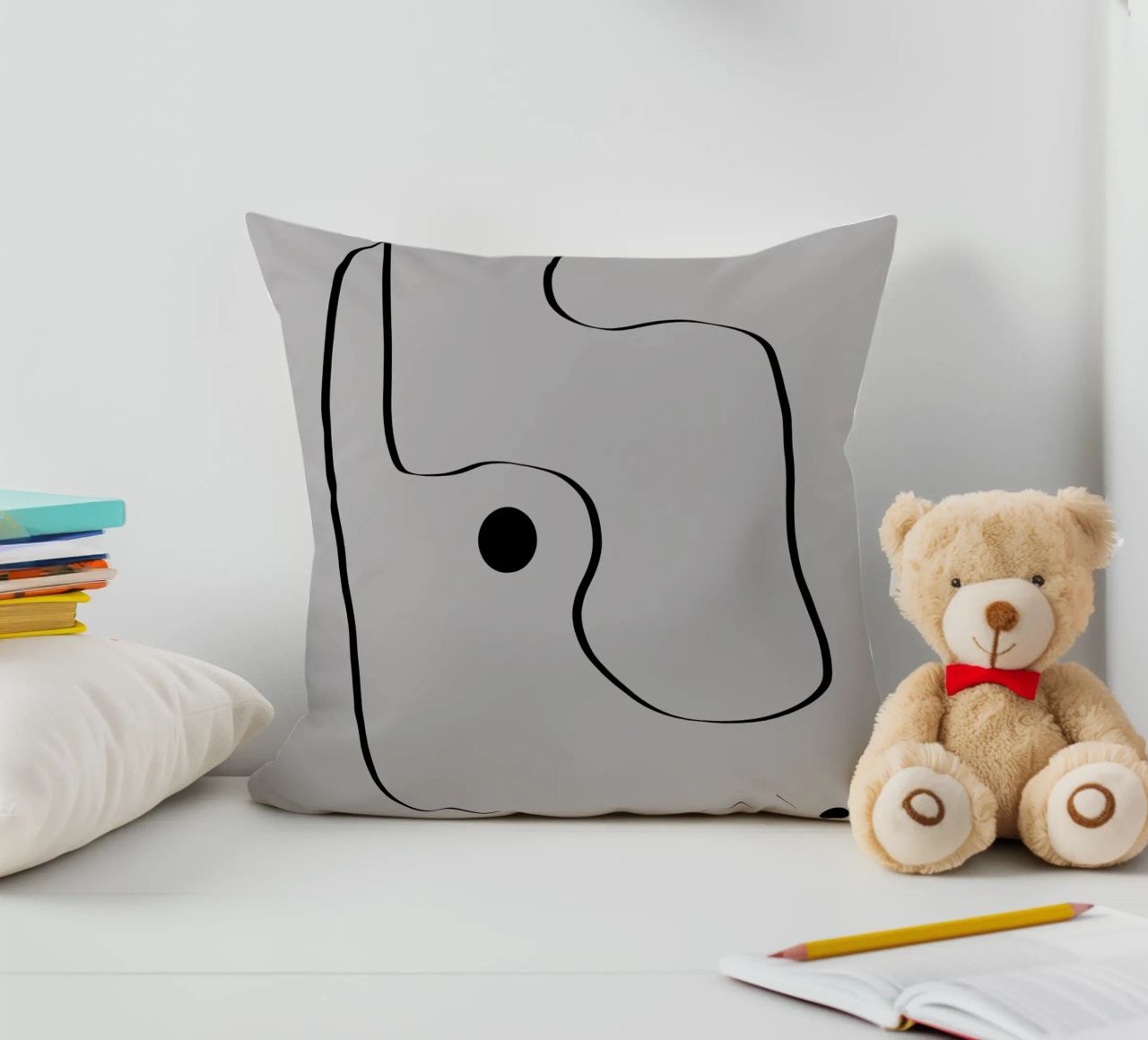Figure with lines in taupe III cuscino da Imaginative