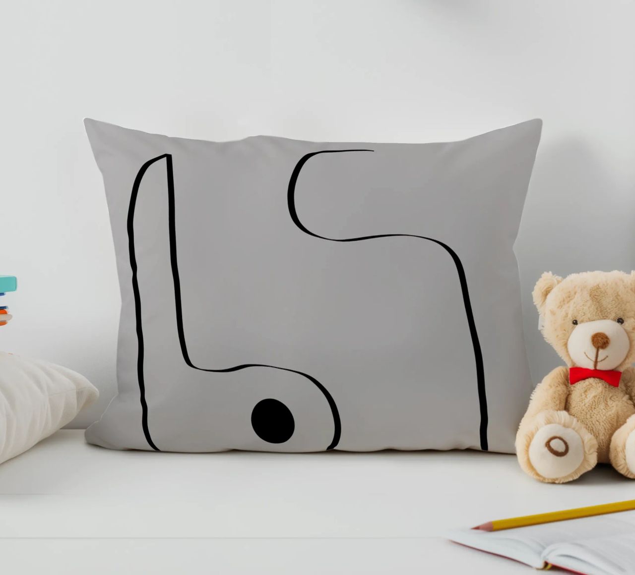 Figure with lines in taupe III cuscino da Imaginative