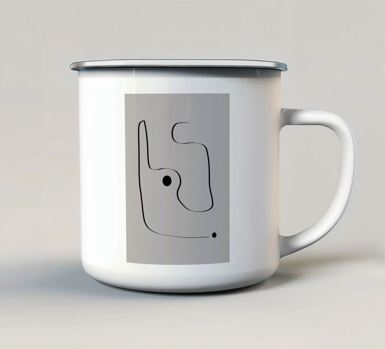 Figure with lines in taupe III Emaille Tasse von Imaginative