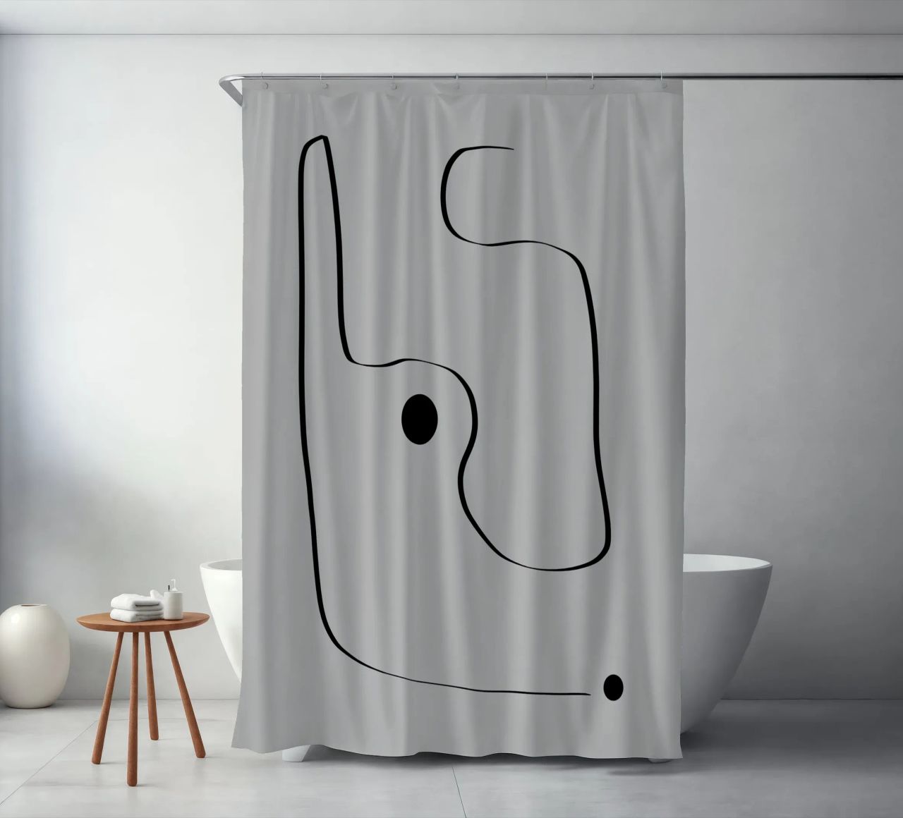 Figure with lines in taupe III Duschvorhang von Imaginative