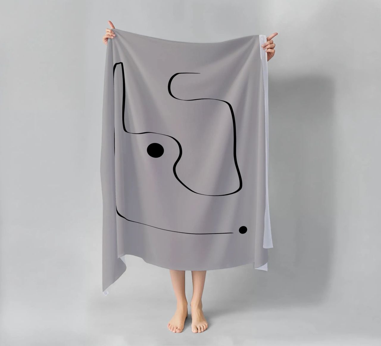 Figure with lines in taupe III Strandtuch von Imaginative