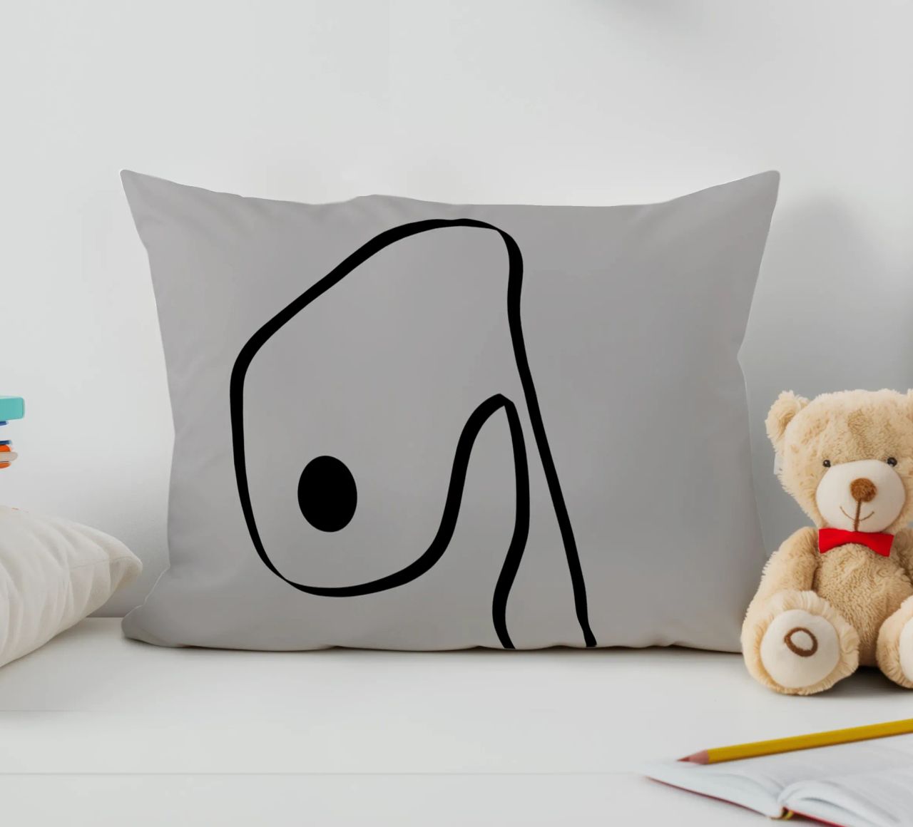 Figure with lines in taupe IV cuscino da Imaginative