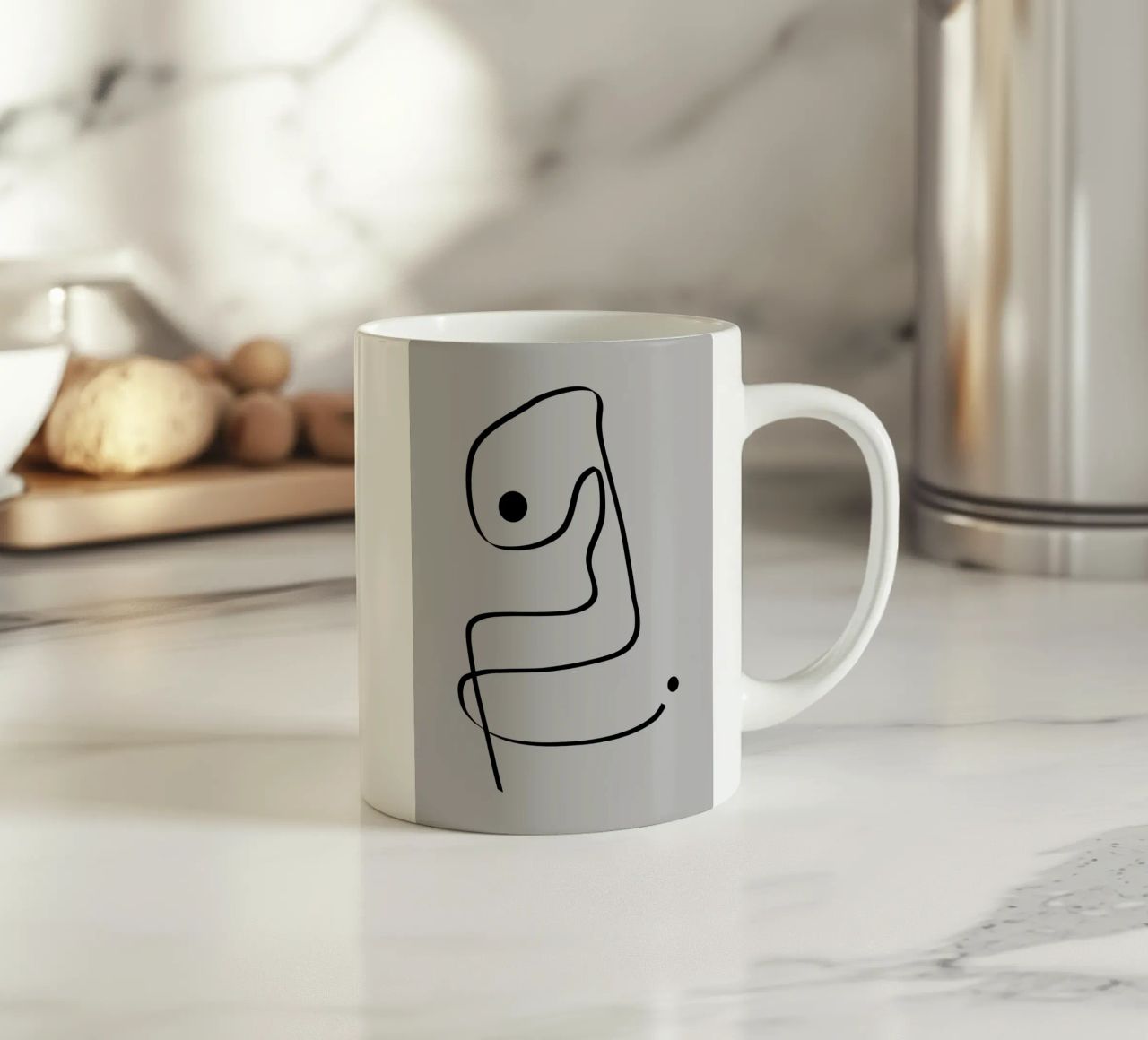 Figure with lines in taupe IV Keramik Tasse von Imaginative