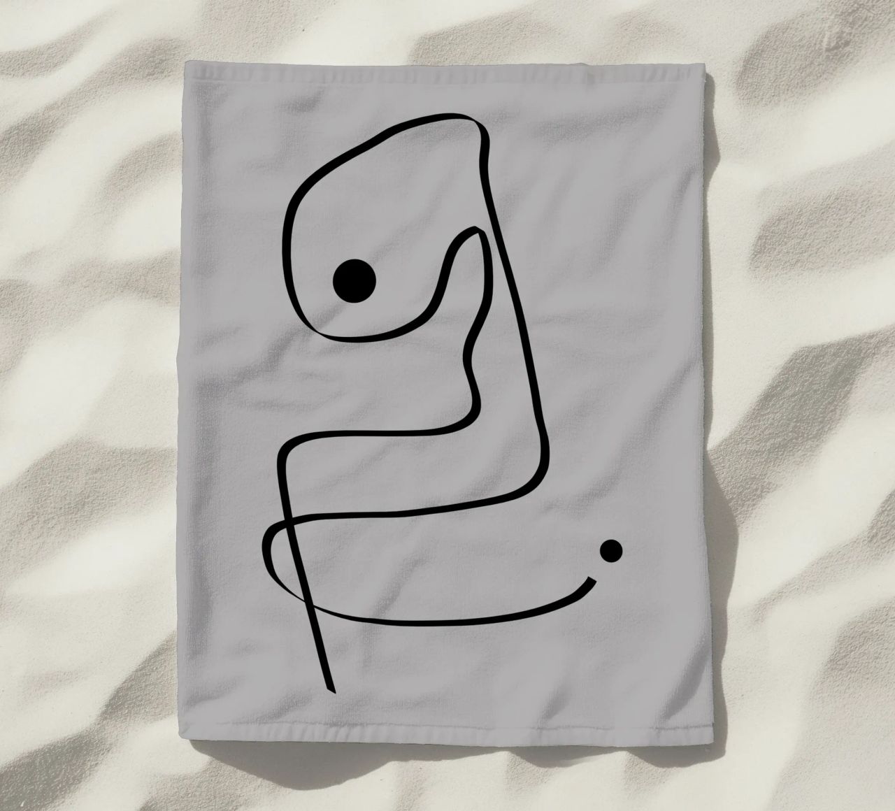 Figure with lines in taupe IV Strandtuch von Imaginative