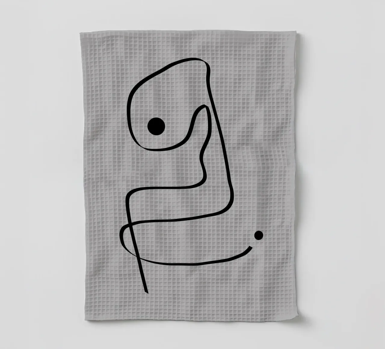Figure with lines in taupe IV tea towel by Imaginative