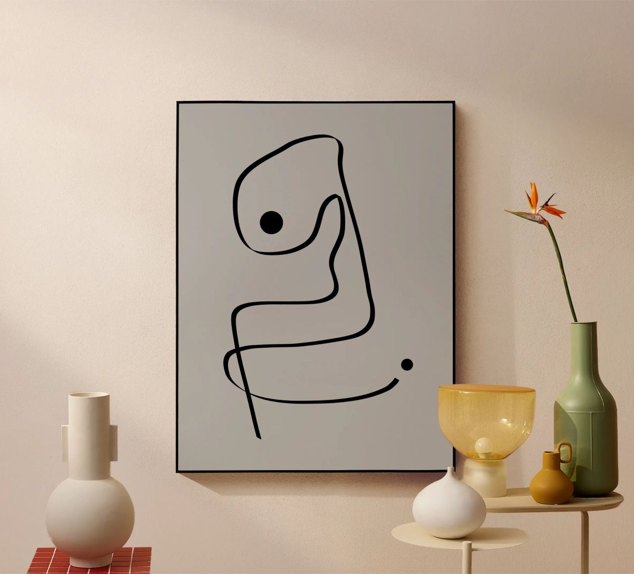 Figure with lines in taupe IV Acryl-Glas von Imaginative