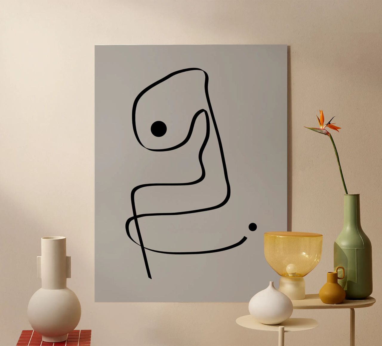 Figure with lines in taupe IV Acryl-Glas von Imaginative