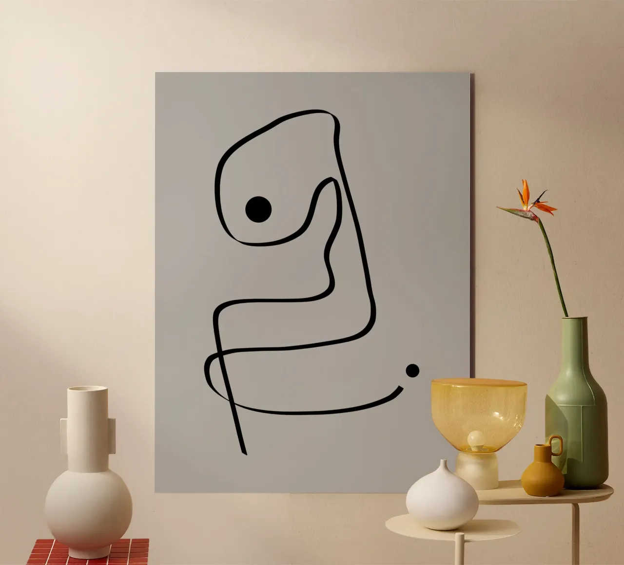 Figure with lines in taupe IV pannello forex da Imaginative