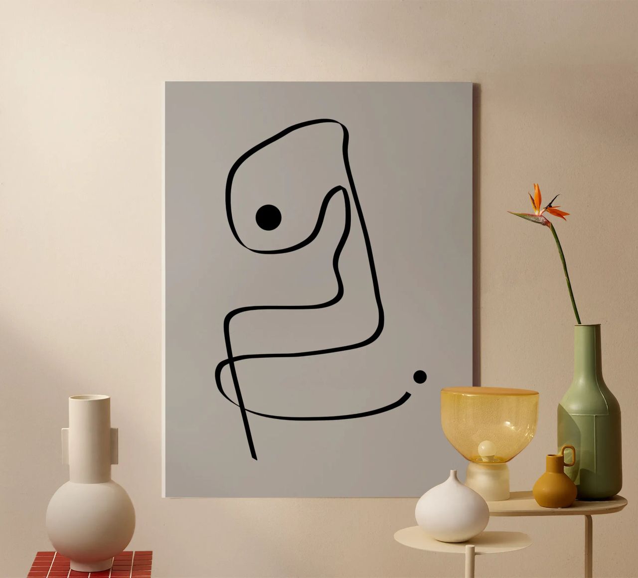 Figure with lines in taupe IV Leinwand von Imaginative