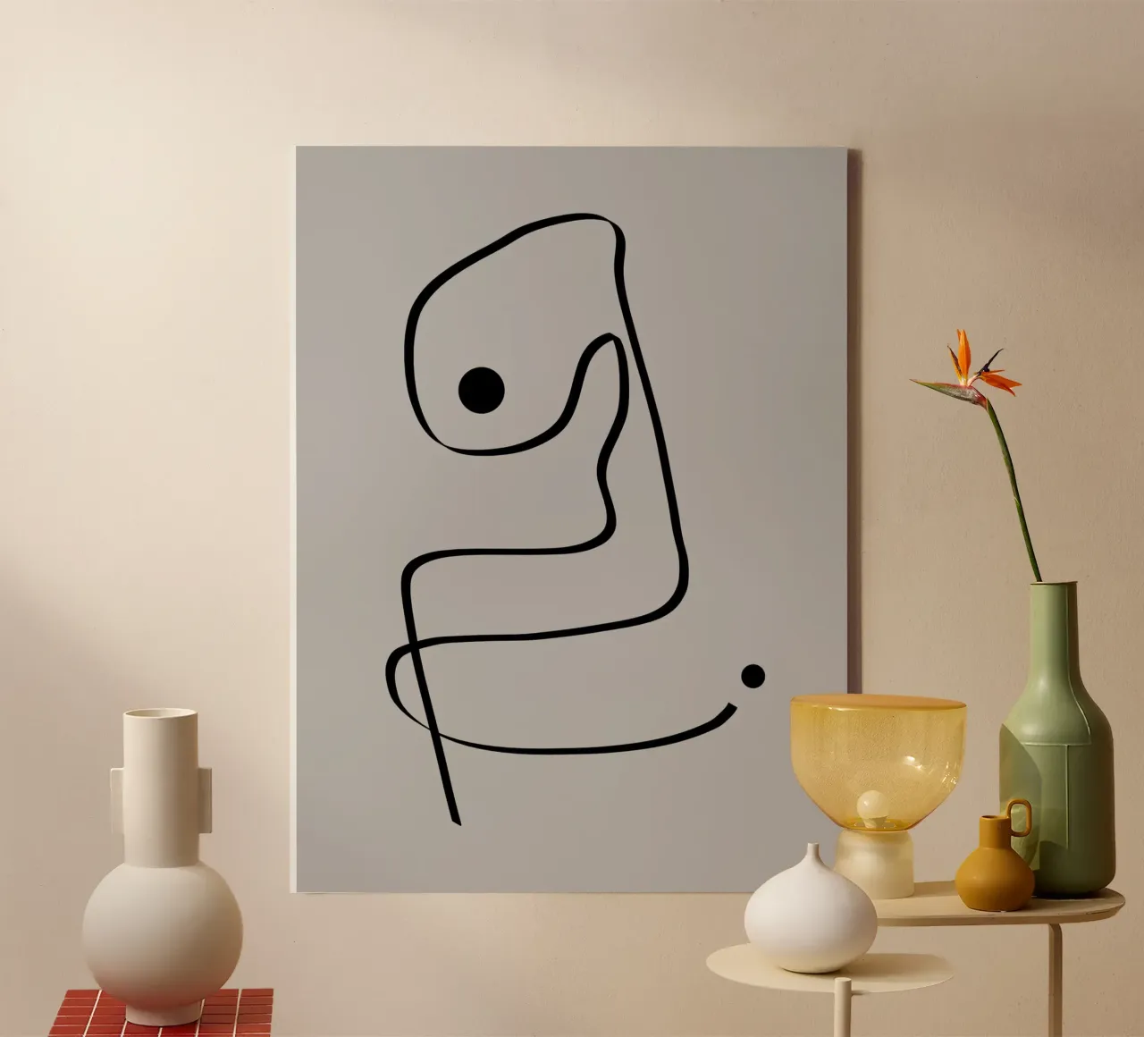 Figure with lines in taupe IV tela da Imaginative