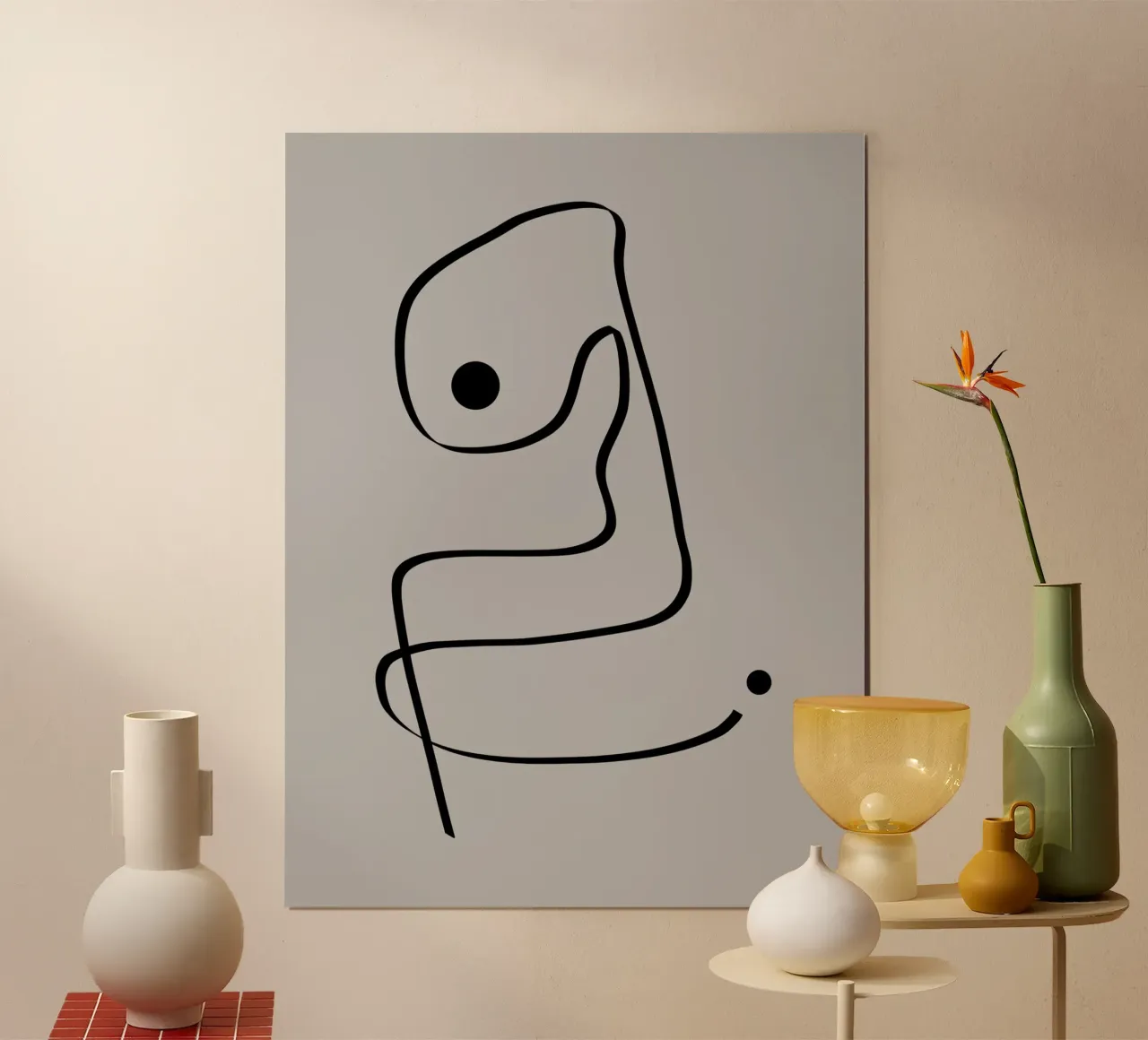 Figure with lines in taupe IV hahnemühle by Imaginative