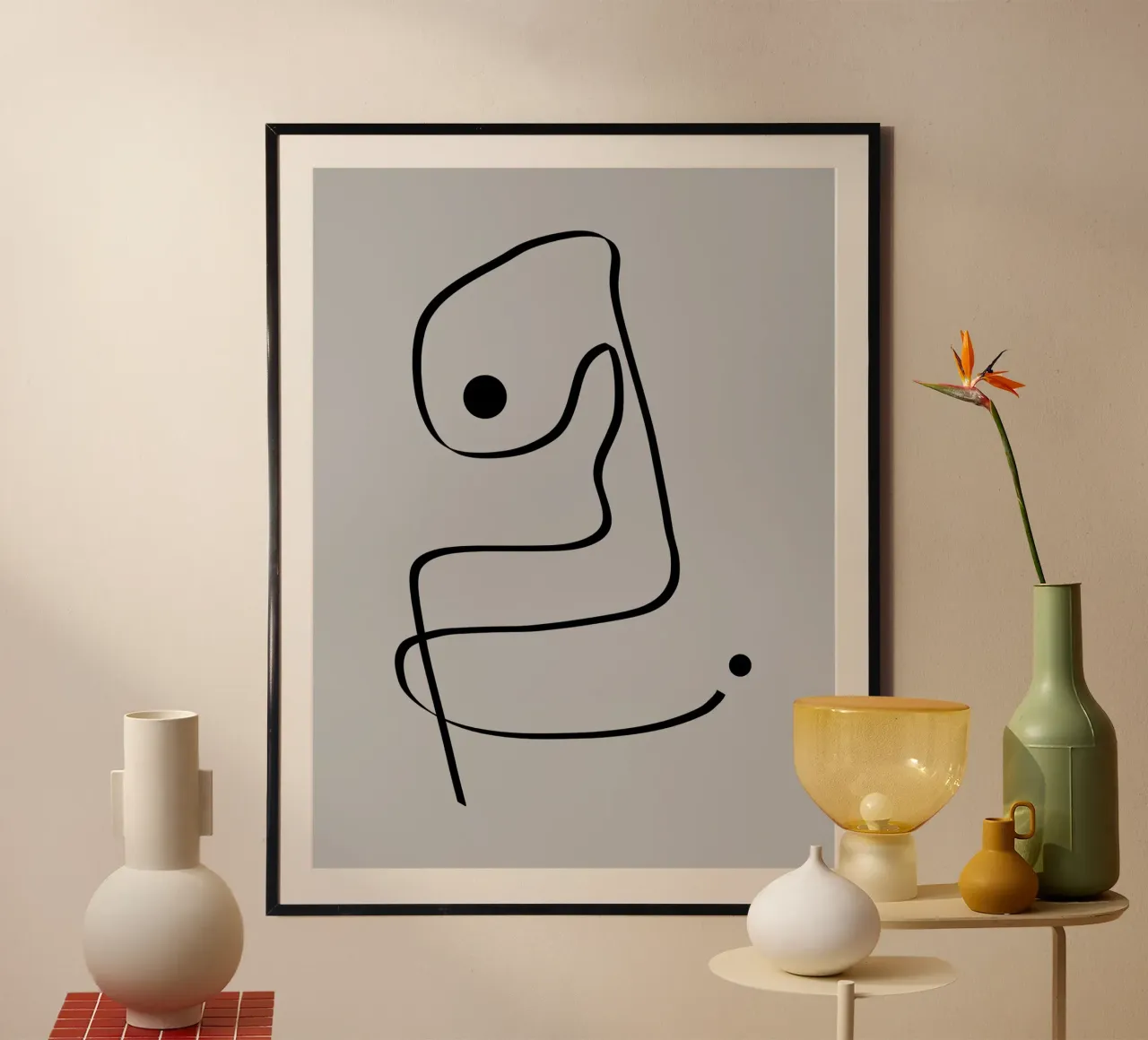 Figure with lines in taupe IV hahnemühle by Imaginative