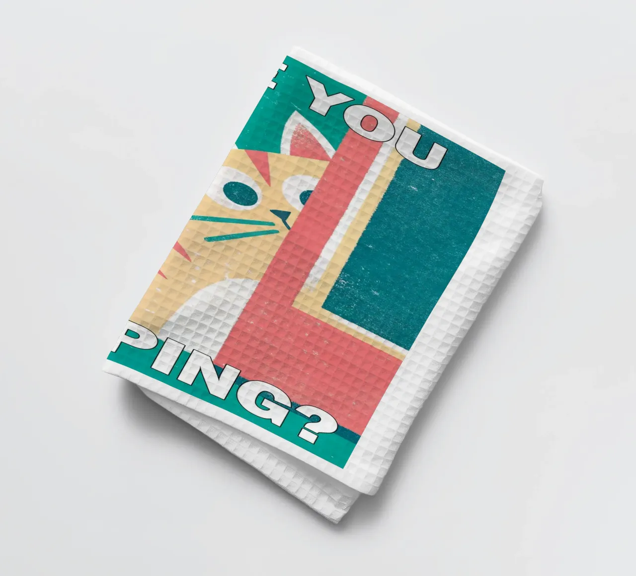 are you pooping cat tea towel by ralliness