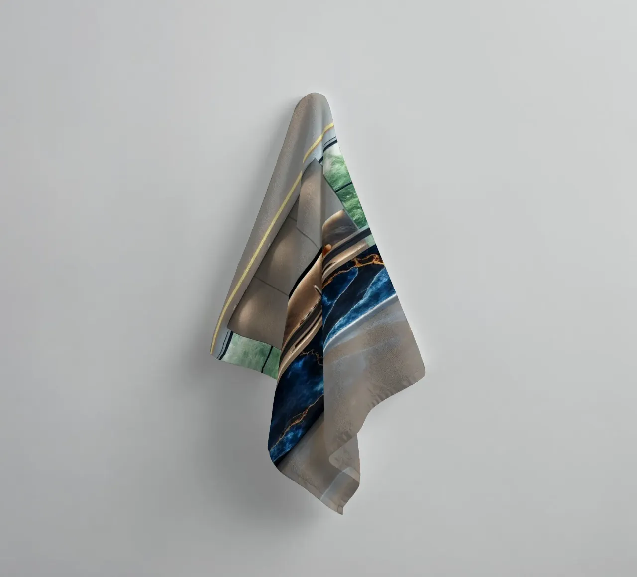 Cucina dal design moderno, caratterizzata da un'accattivante combinazione di nero e blu. asciugamano da bagno da DesignDoodle