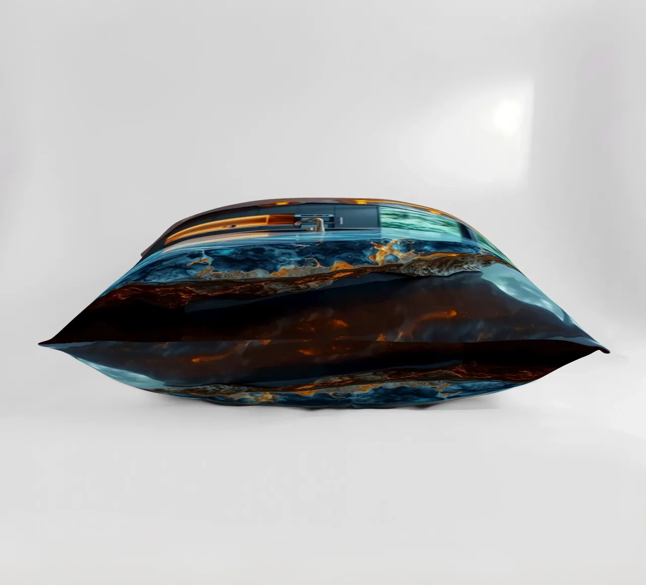 Cucina moderna con piano d'appoggio blu di grande effetto cuscino da DesignDoodle