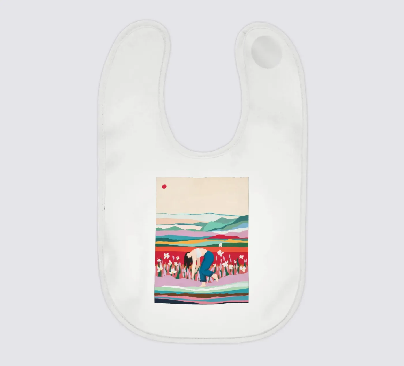 Tulip Field Pause baby bib by Aurora Muse