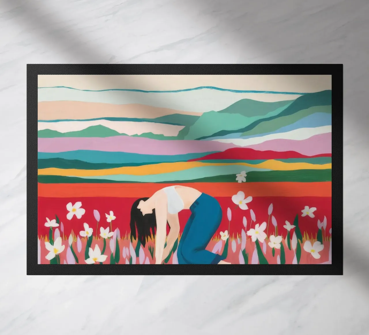 Tulip Field Pause doormat by Aurora Muse