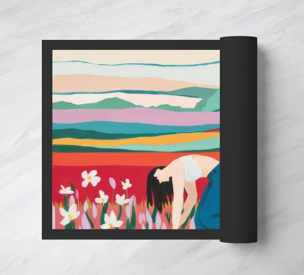 Tulip Field Pause doormat by Aurora Muse