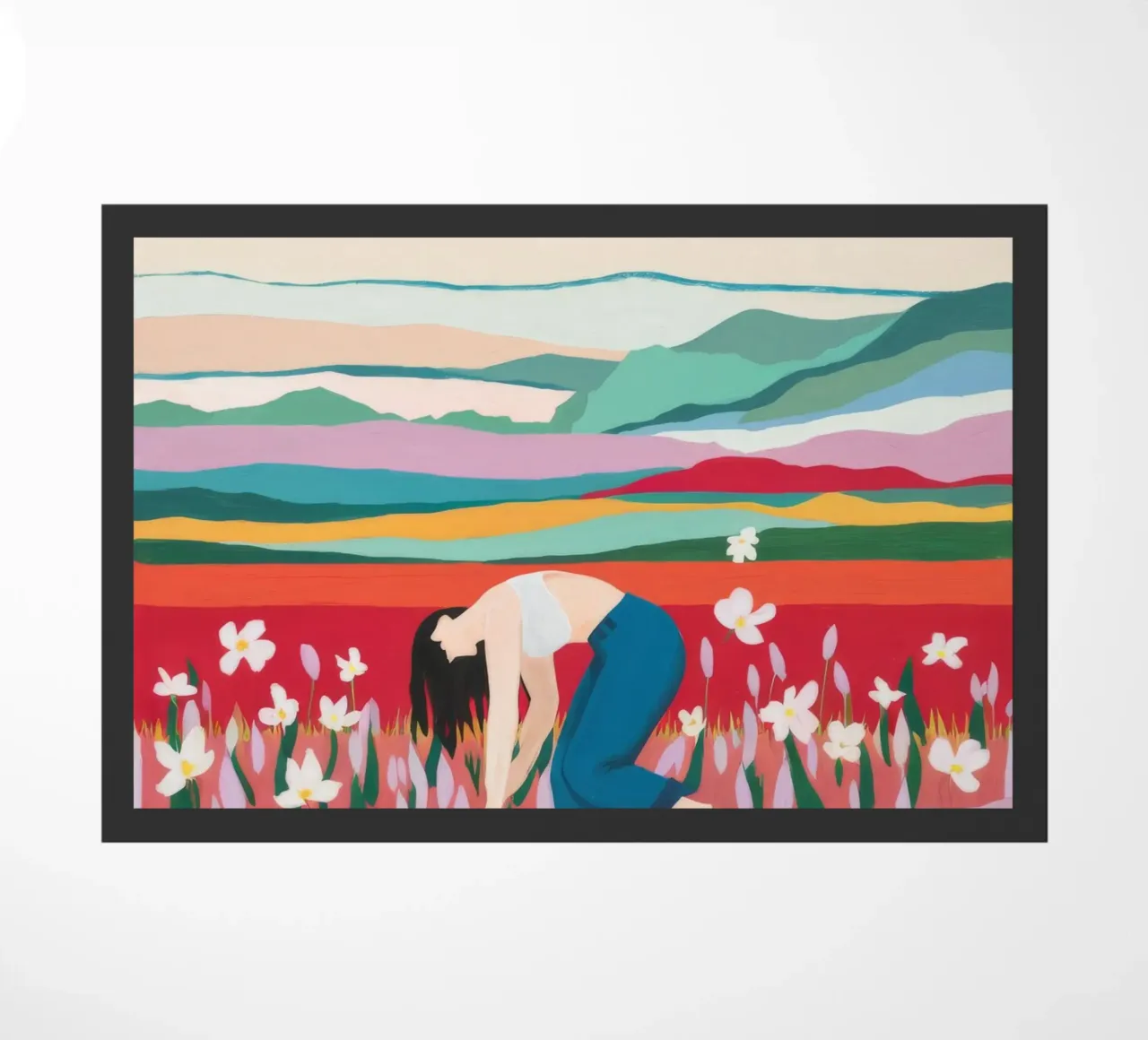 Tulip Field Pause doormat by Aurora Muse