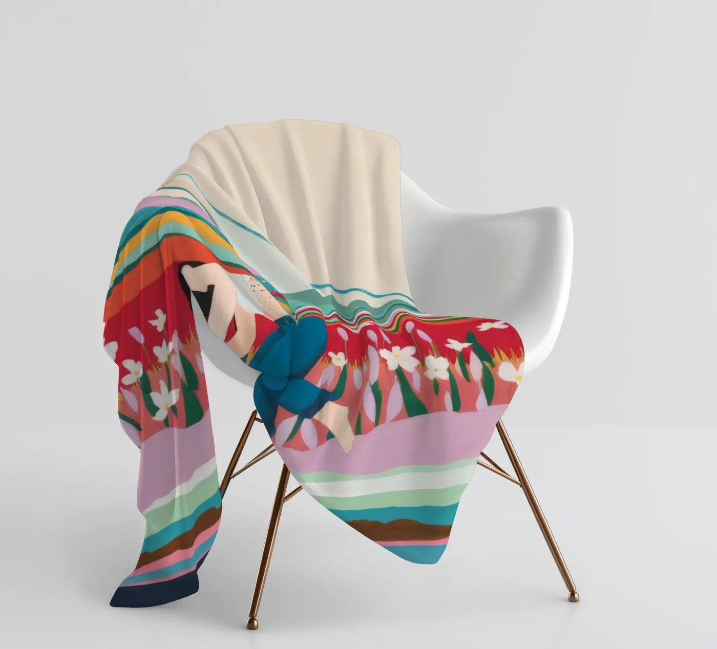 Tulip Field Pause fleece blanket by Aurora Muse