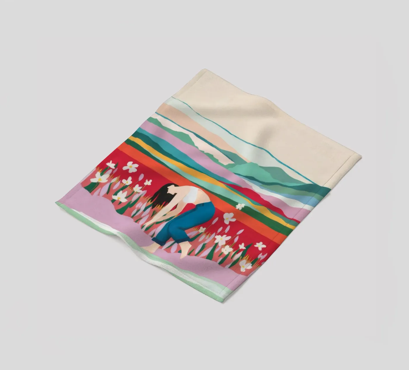 Tulip Field Pause Fleecedecke von Aurora Muse