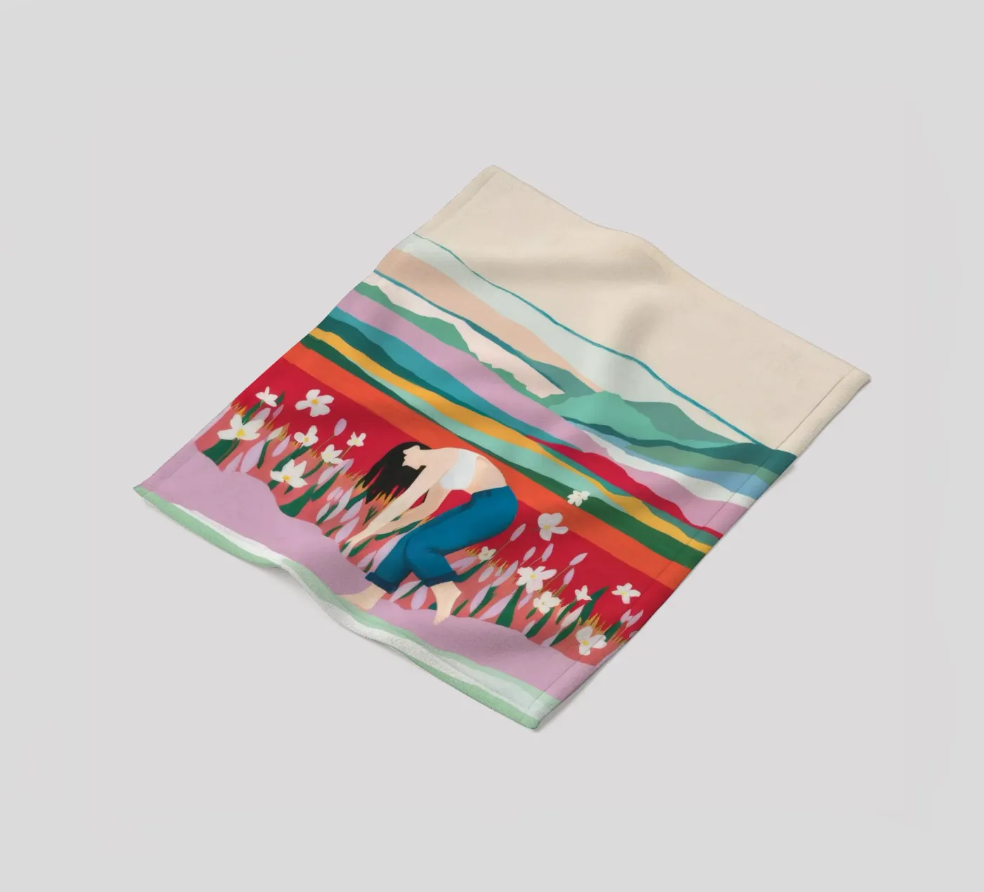Tulip Field Pause fleece blanket by Aurora Muse