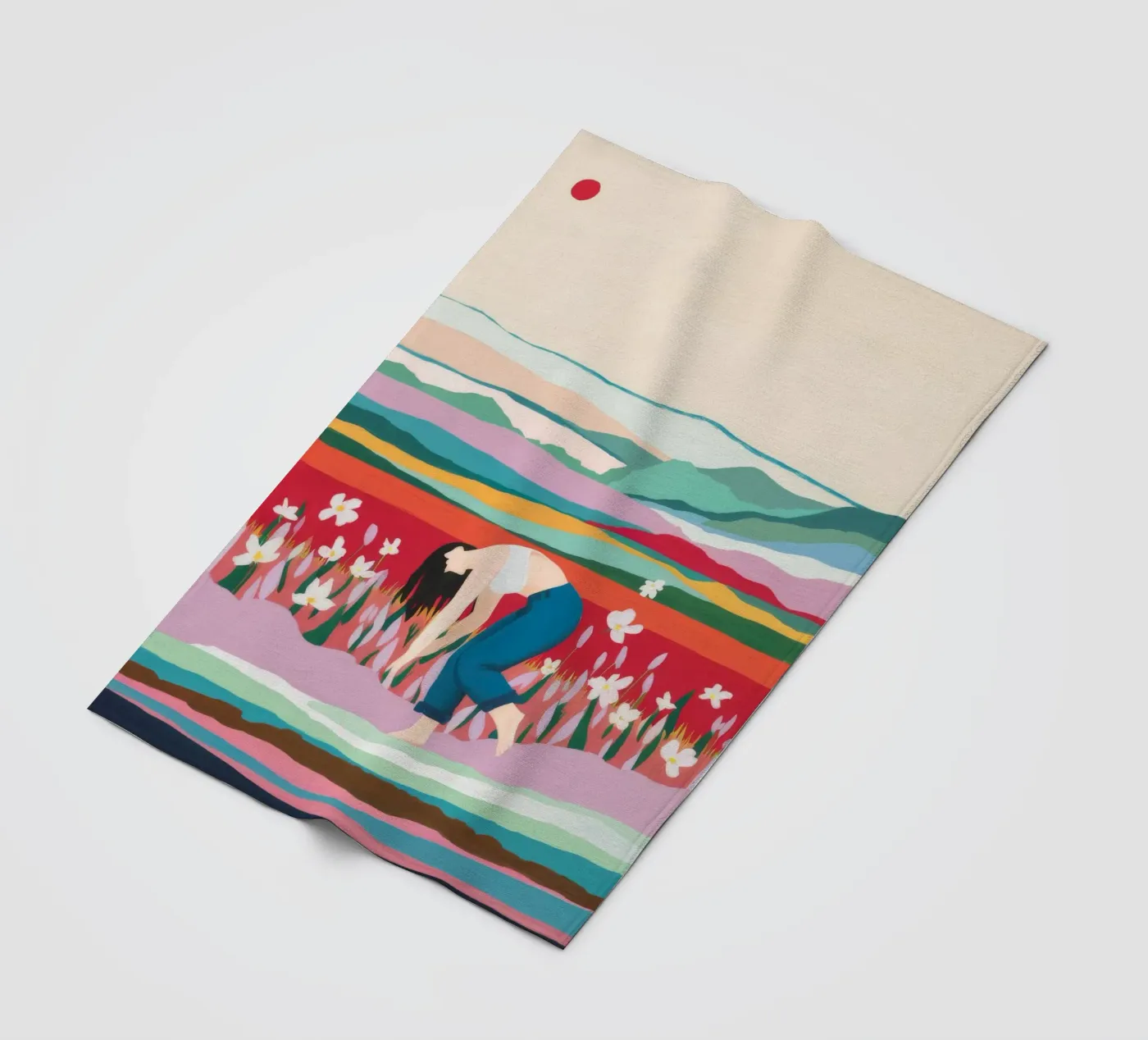 Tulip Field Pause fleece blanket by Aurora Muse