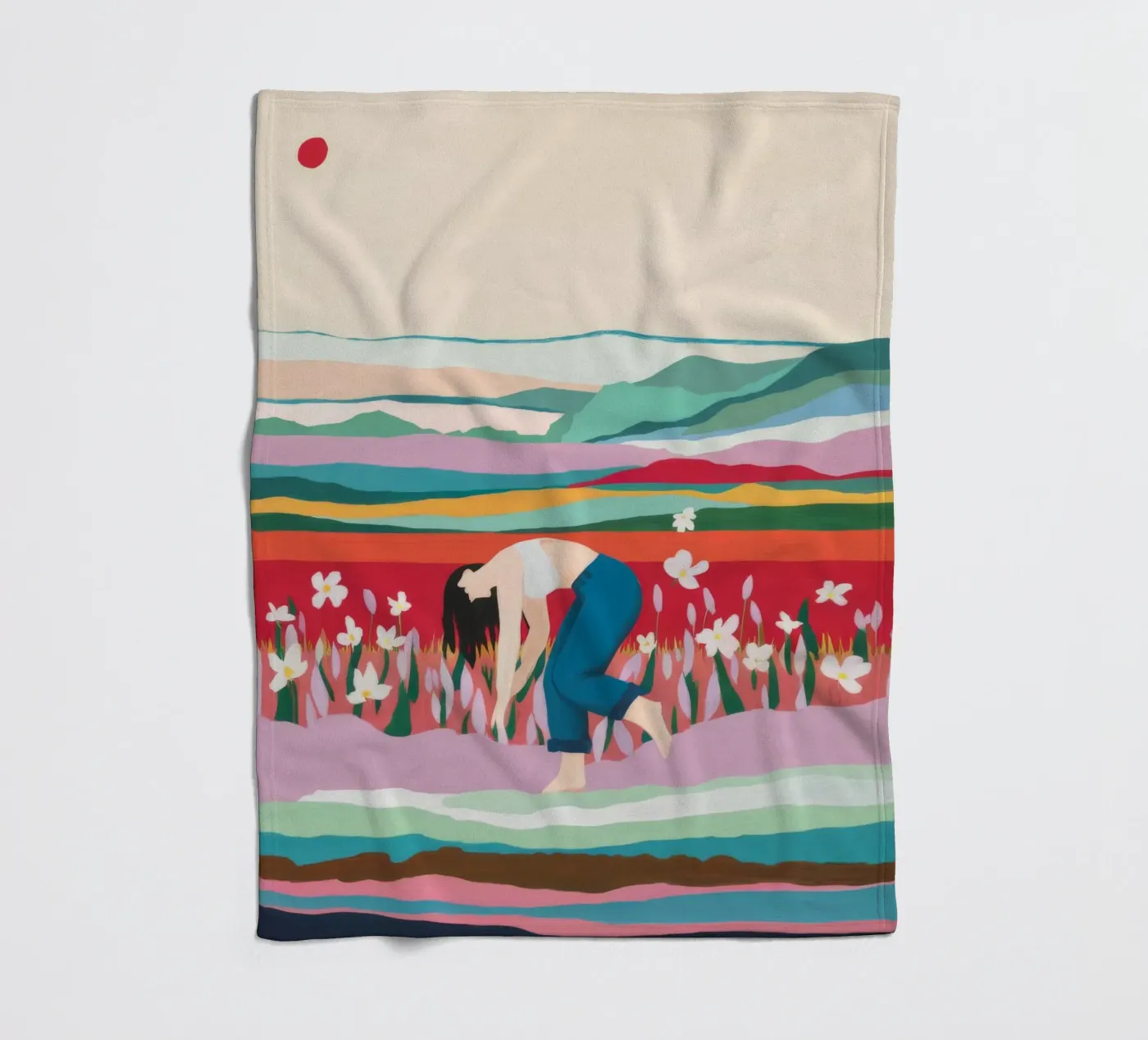 Tulip Field Pause fleece blanket by Aurora Muse
