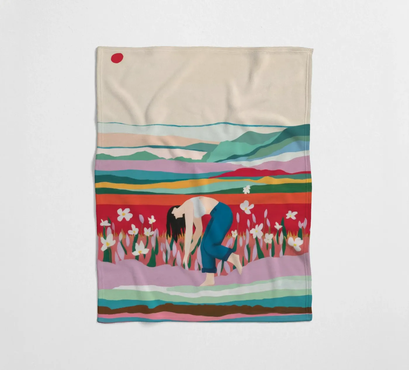 Tulip Field Pause Fleecedecke von Aurora Muse