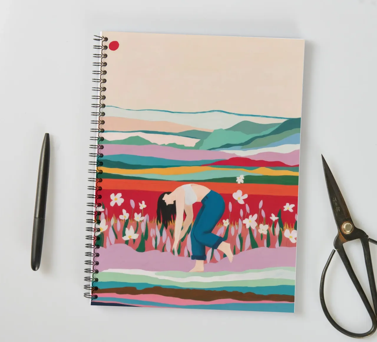 Tulip Field Pause spiral notebook by Aurora Muse