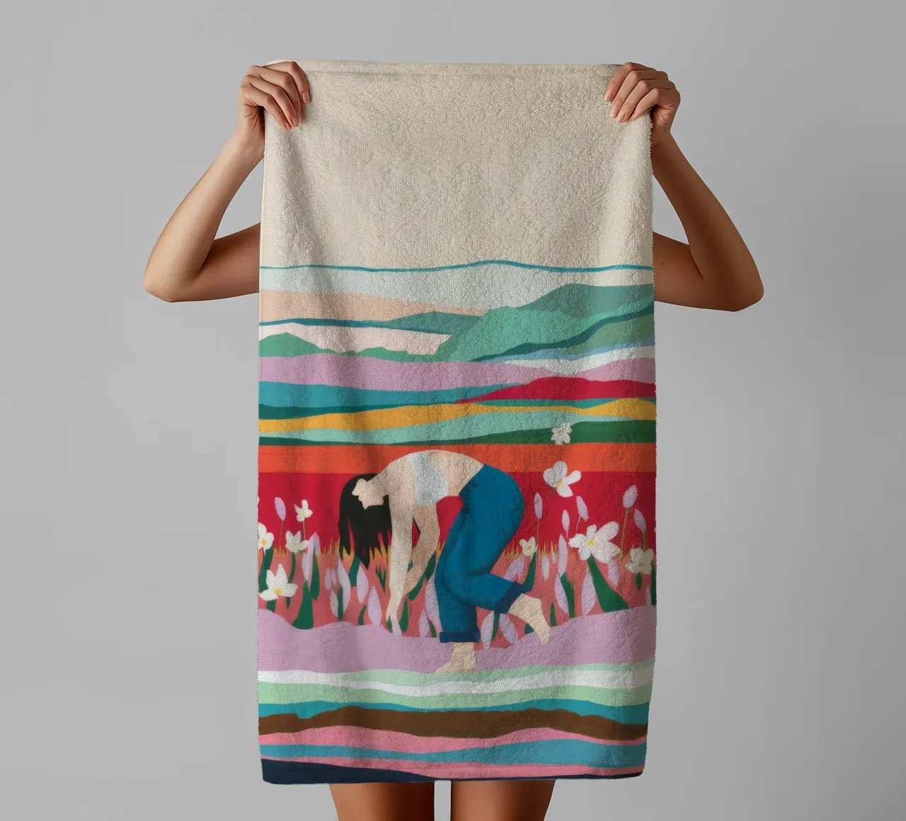 Tulip Field Pause towel by Aurora Muse