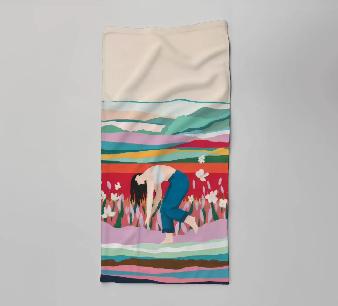 Tulip Field Pause towel by Aurora Muse