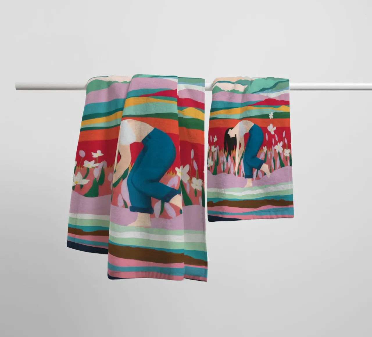 Tulip Field Pause towel by Aurora Muse