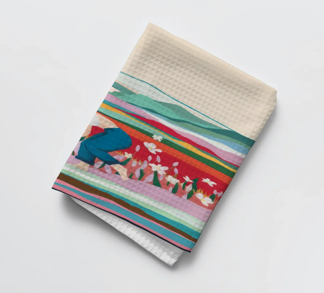 Tulip Field Pause tea towel by Aurora Muse