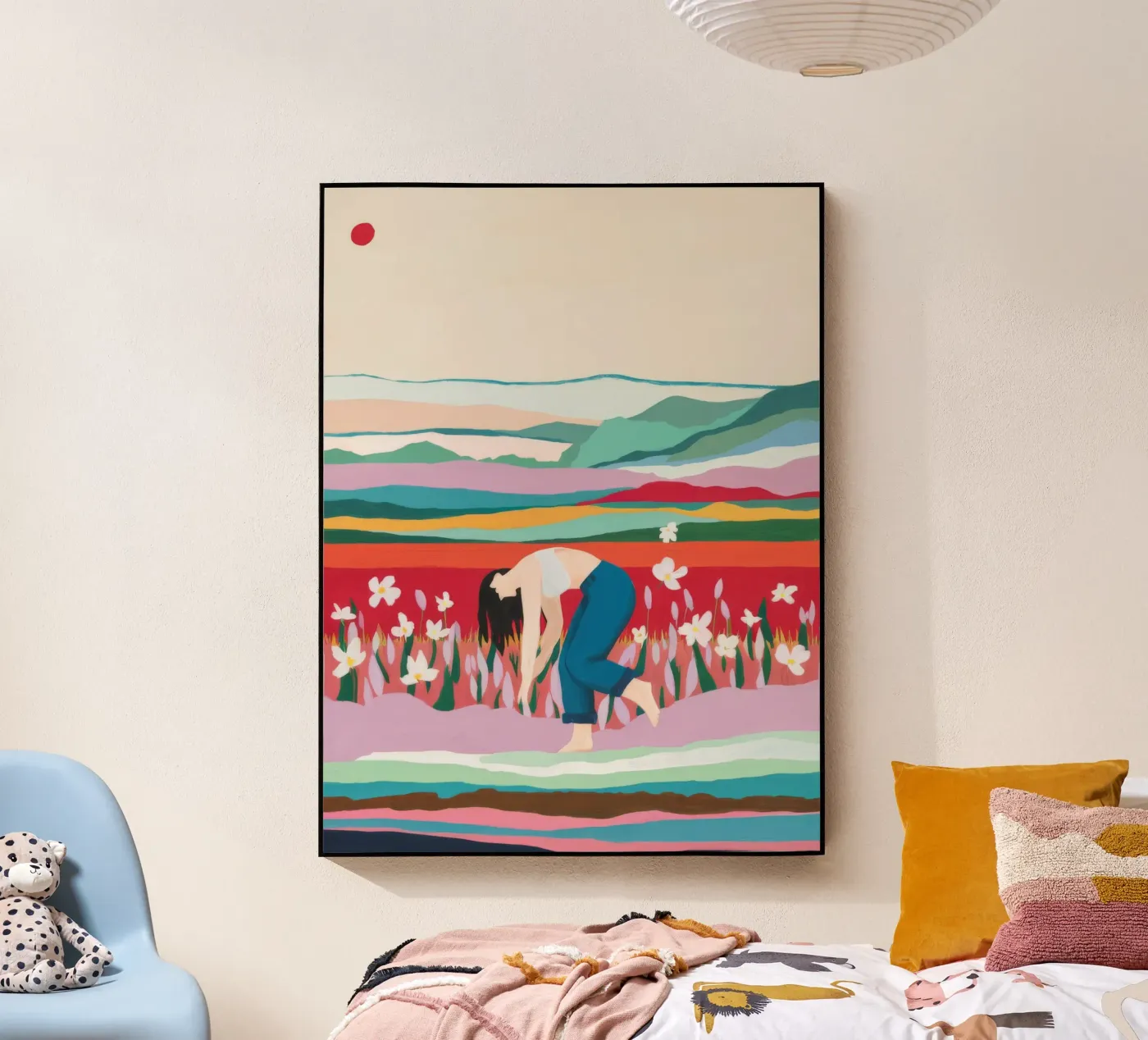 Tulpenveld Pauze acryl van Aurora Muse