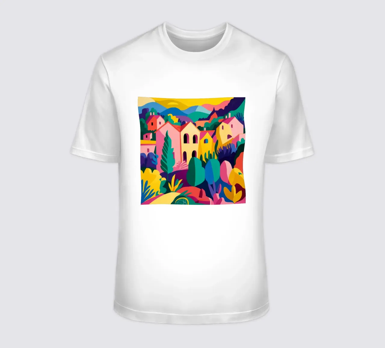 Prismatic Village Mosaic t-shirt by Jasper Rune