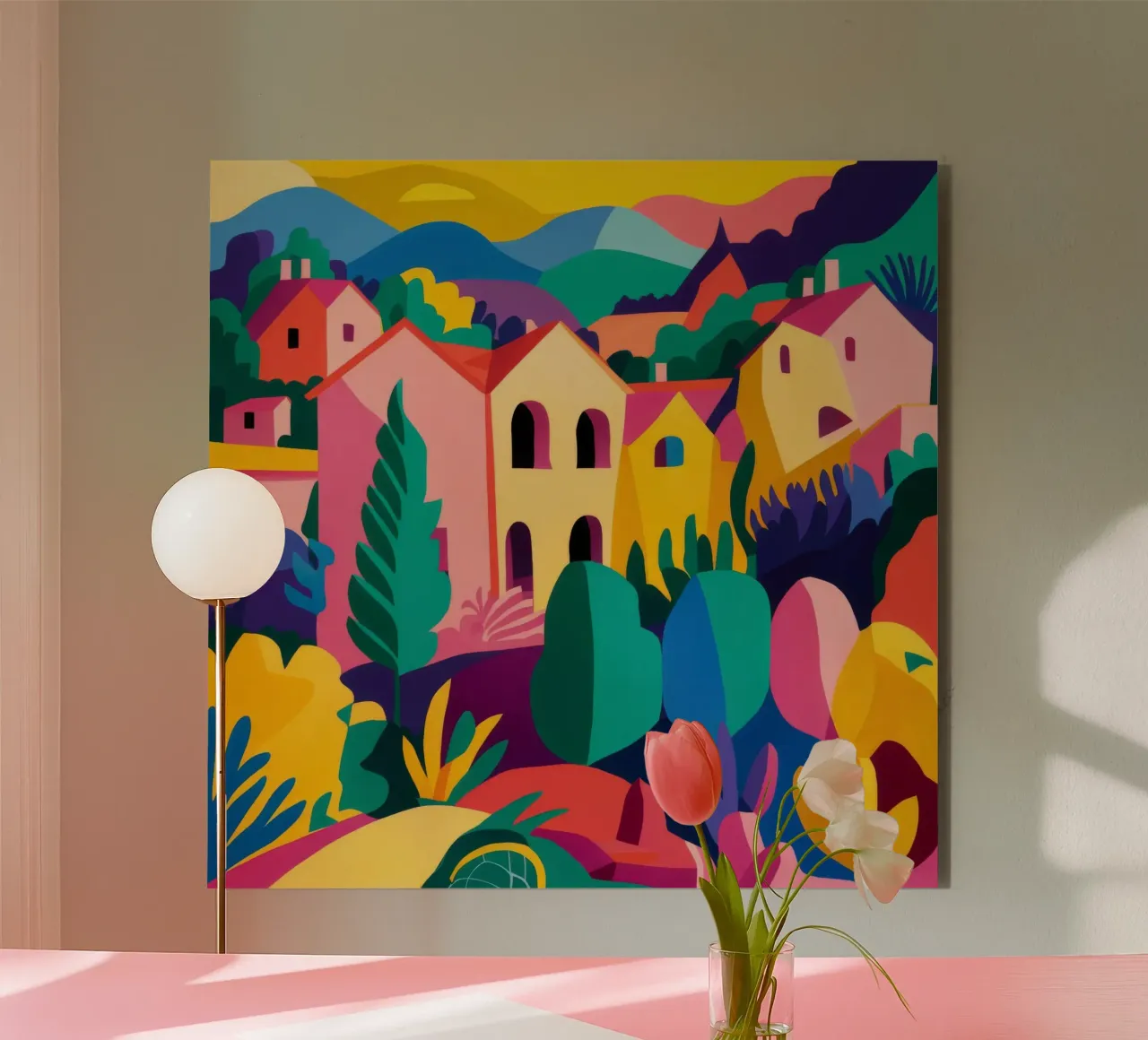 Prismatic Village Mosaic alu-dibond by Jasper Rune