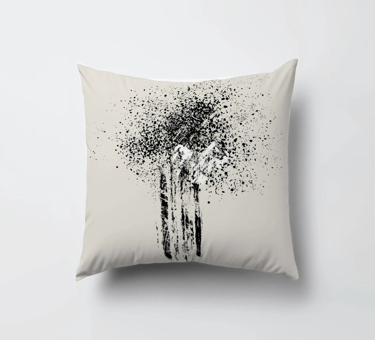 Modern and minimalist abstract with beige background cuscino da Imaginative