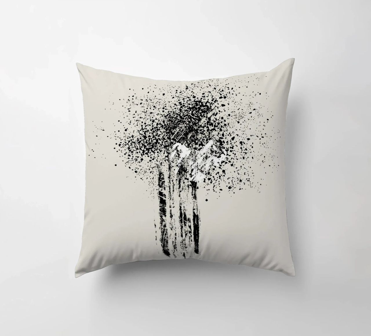 Modern and minimalist abstract with beige background cuscino da Imaginative