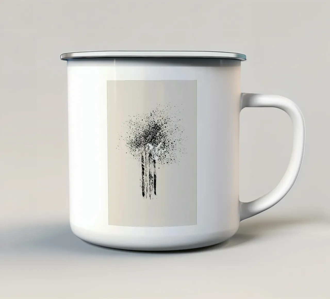 Modern and minimalist abstract with beige background enamel mug by Imaginative
