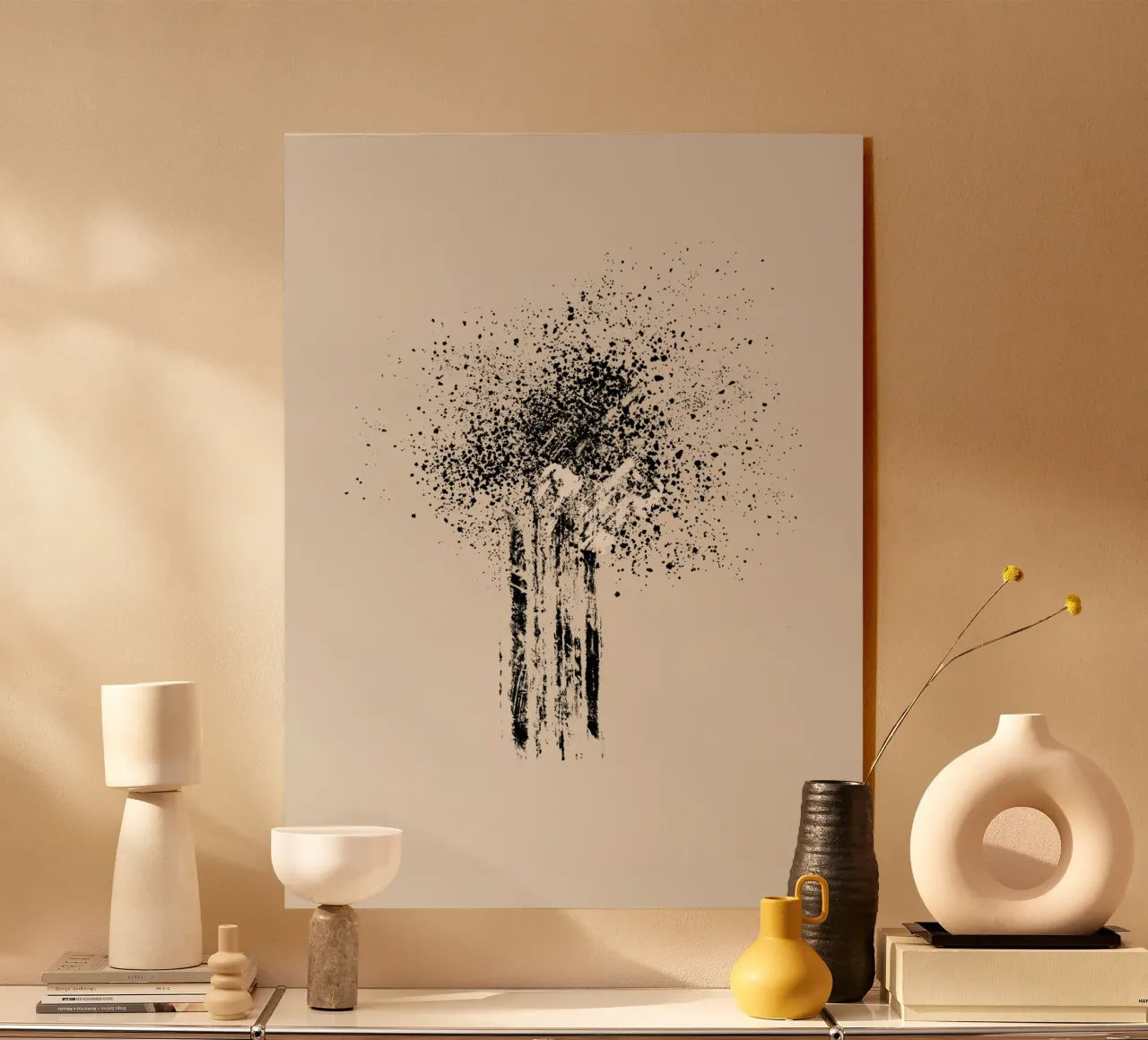 Modern and minimalist abstract with beige background acryl van Imaginative