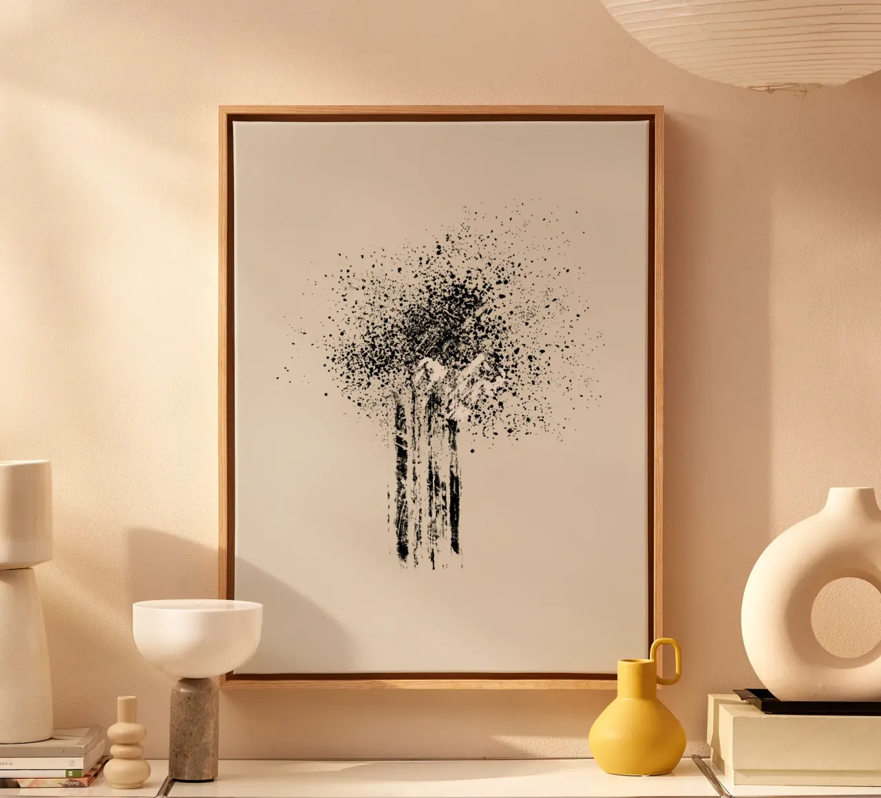 Modern and minimalist abstract with beige background canvas van Imaginative