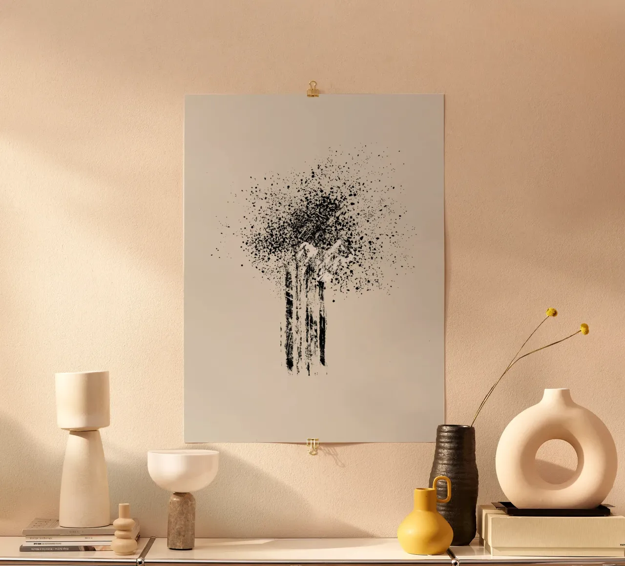 Modern and minimalist abstract with beige background poster da Imaginative