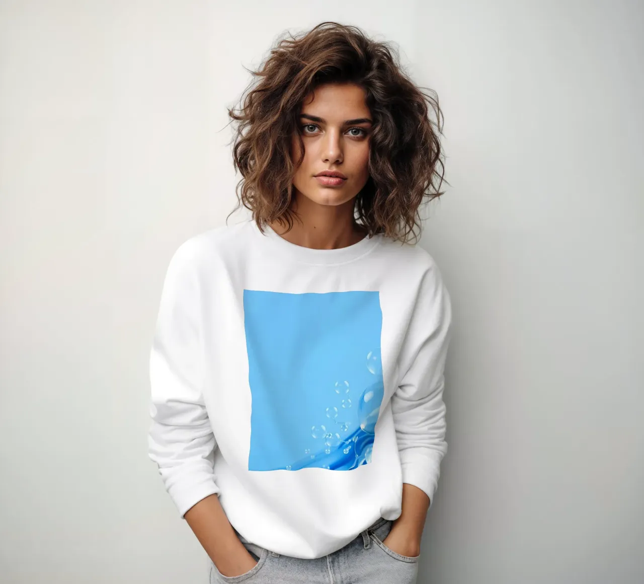 Bubbles and water waves create an engaging composition sweatshirt by DesignDoodle