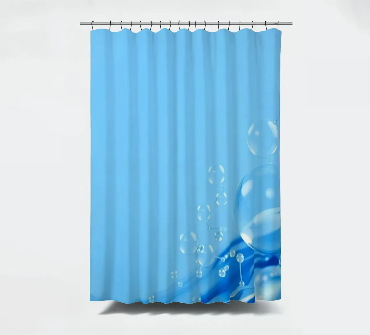 Bubbles and water waves create an engaging composition shower curtain by DesignDoodle