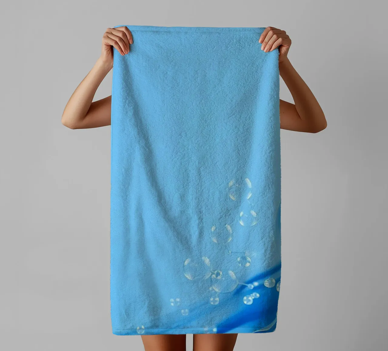 Bubbles and water waves create an engaging composition towel by DesignDoodle