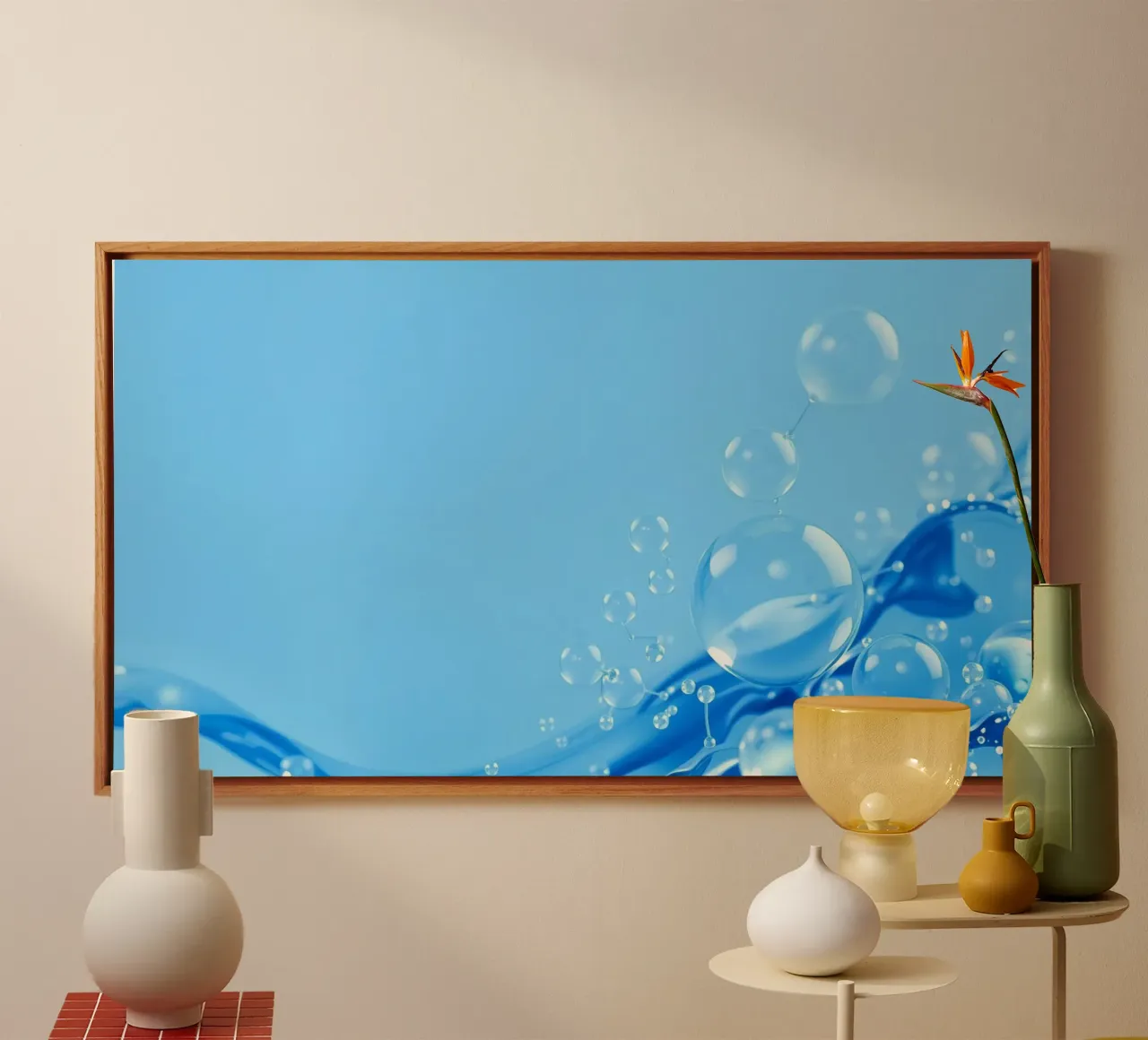 Bubbles and water waves create an engaging composition canvas by DesignDoodle