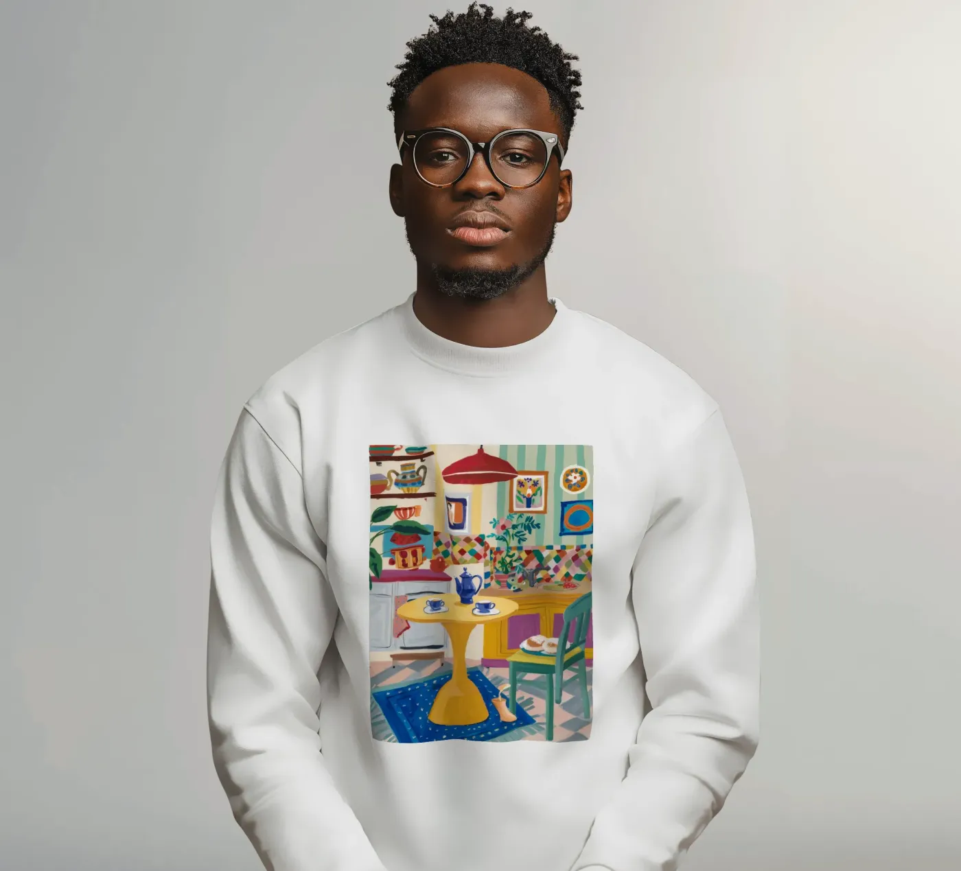 Teatime Patchwork Joy sweatshirt by Aurora Muse